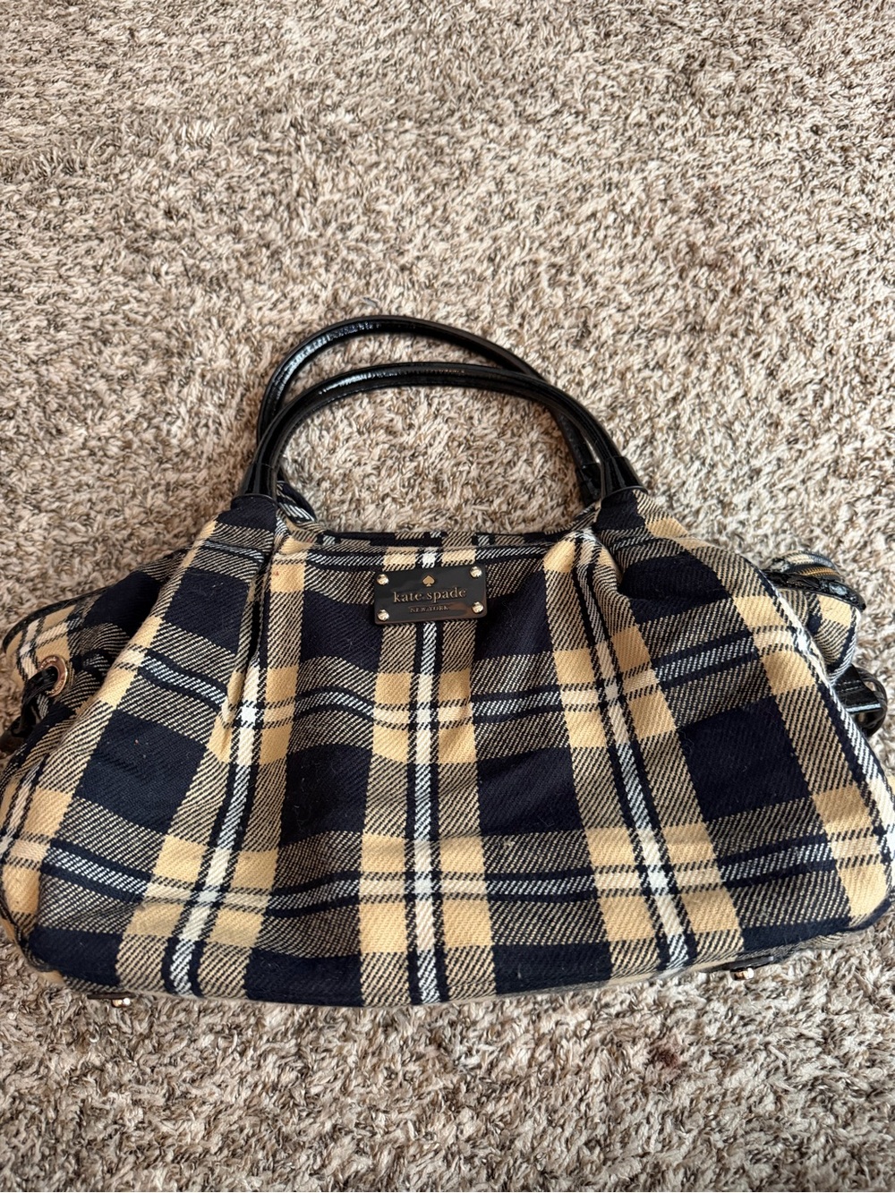 kate spade Black and Tan Plaid Tote Bag